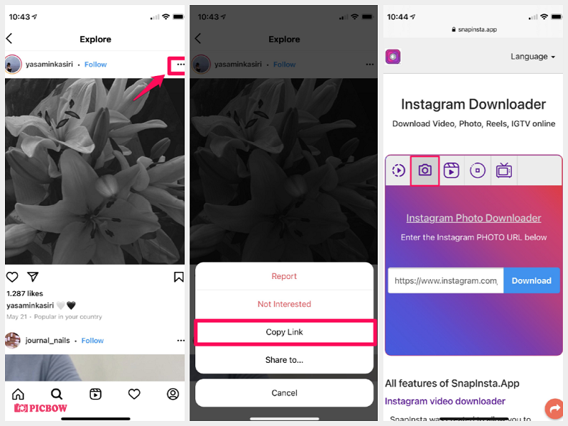 Instagram photo download ใน iphone